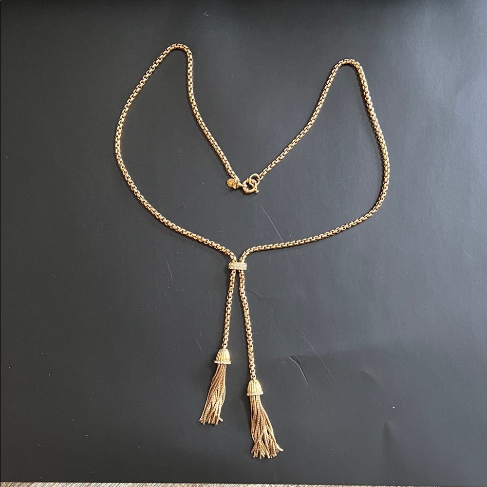 J. Crew Gold Double Tassel Y-Necklace